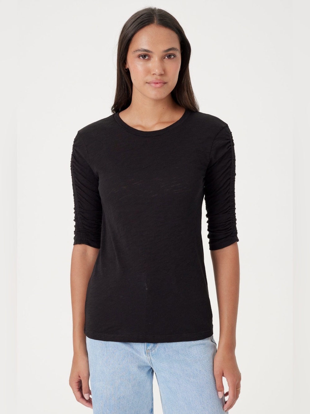 Goldie lewinter RUCHED HALF SLEEVE TEE in black size xs